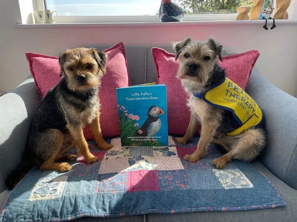 Ci & Twiglet highly recommend this book 🐾🐾
Especially…If you live in or are visiting Pembrokeshire with young children or if you’re a primary teacher working in Pembrokeshire!
Ci will be sharing it as part of his PATdog Read2dogs sessions 🐾💕