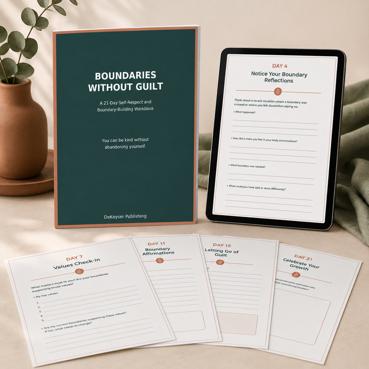 Boundaries Without Guilt: A 21-Day Self-Respect and Boundary-Building Workbook