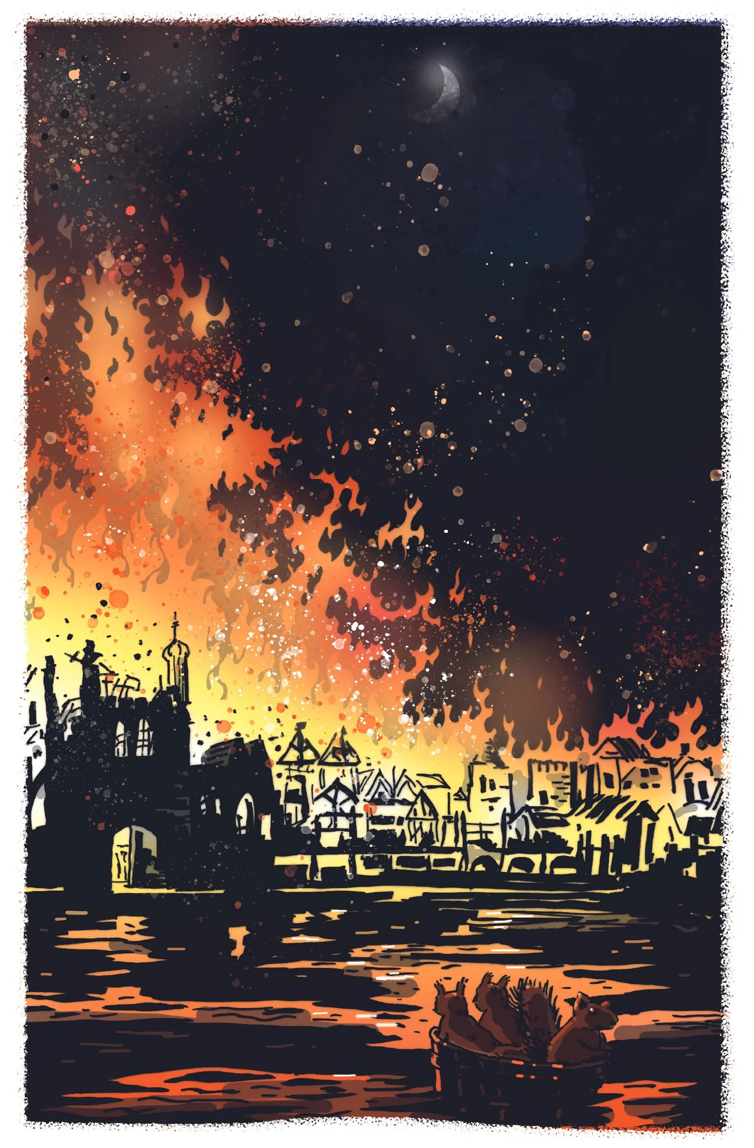 Concept art of the great fire of London
