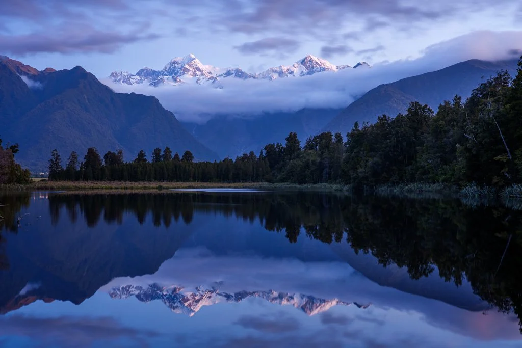 20231205-5501 Lake Matheson, Mount Cook und Mount Tasman