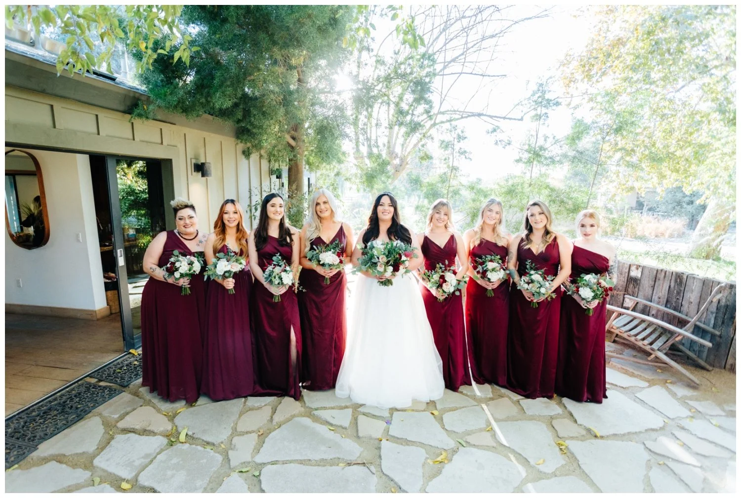 Bride with her girls in Galway Downs