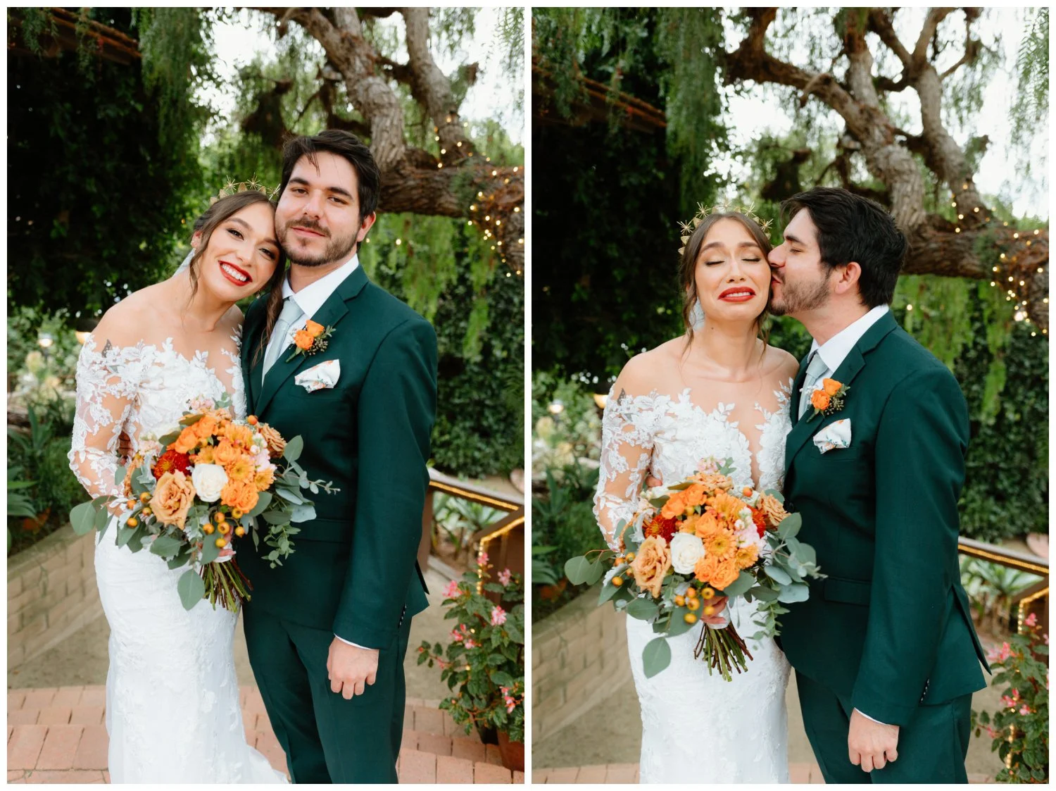 bride ugly crying as brother kisses her cheek at her wedding