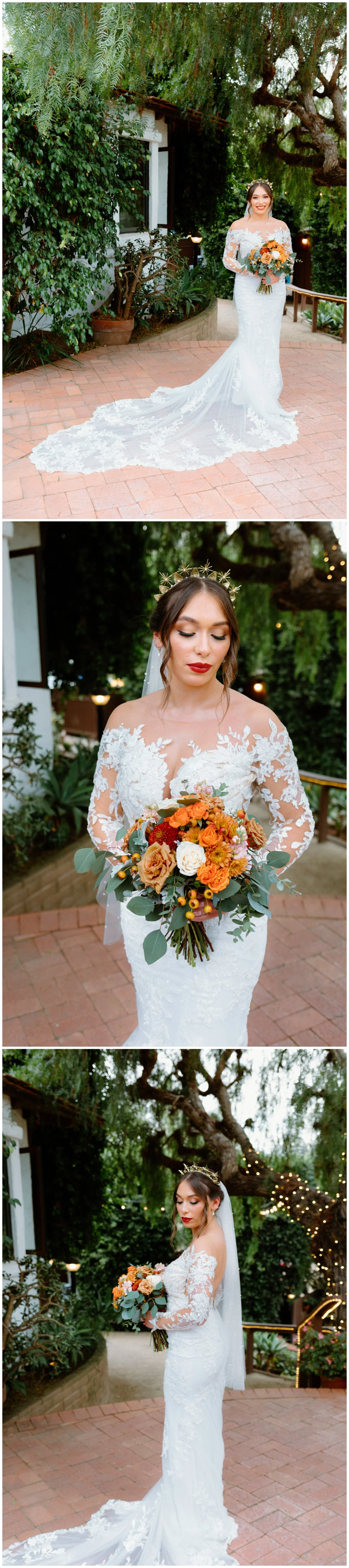 editorial boho chic bridal photos of Belen in the old rancho estate in carlsbad, ca