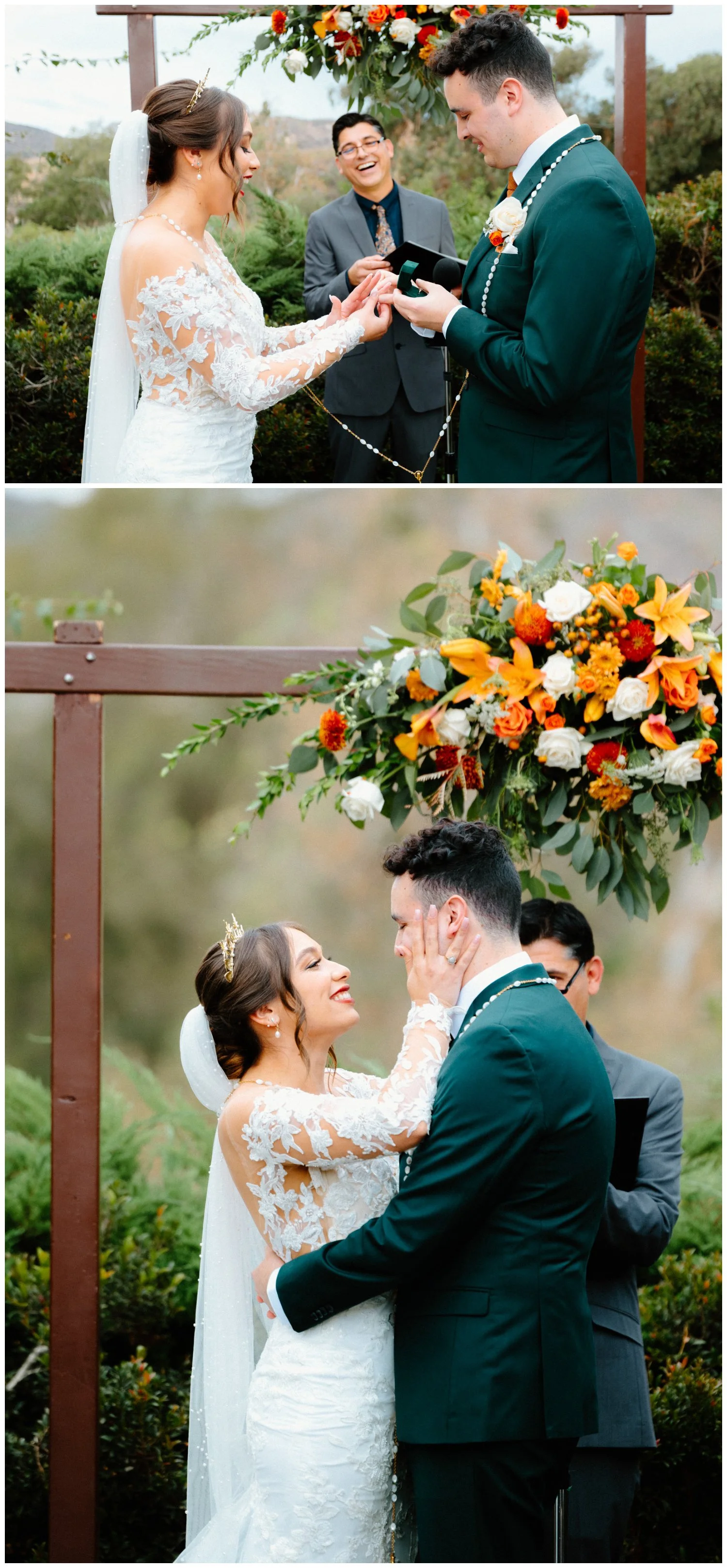 bride and groom exchange rings 