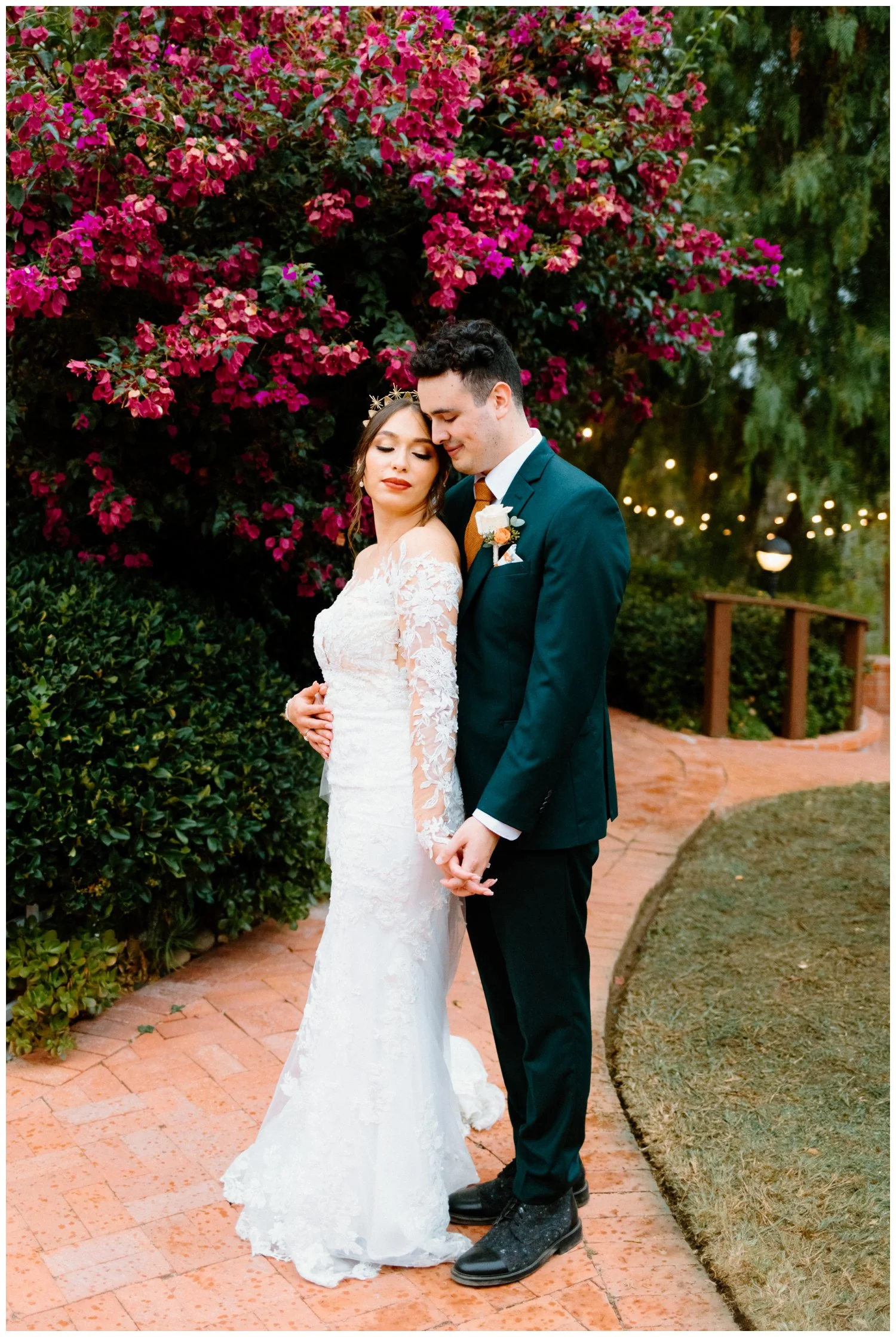 Soft and romantic photo of Bride and Groom at The Old Rancho in Carlsbad, California