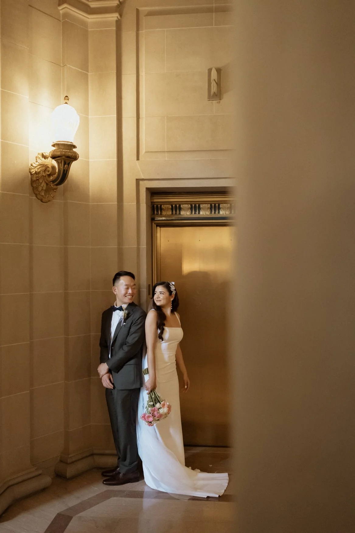 Cinematic Elevator Photo of Carla and Jonathan in San Francisco, California