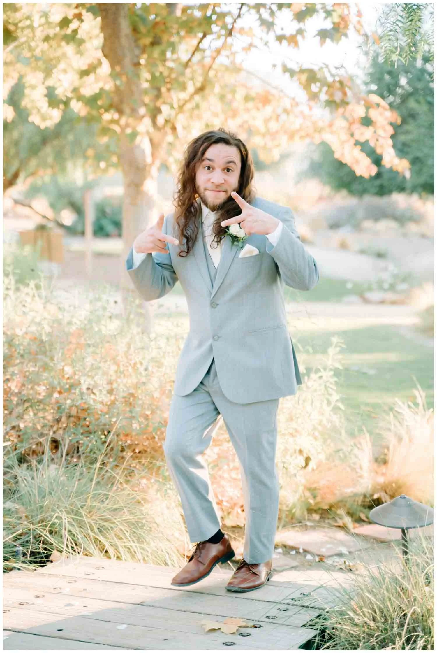 Groom Walks down bridge aisle in Galway Downs Temecula, CA
