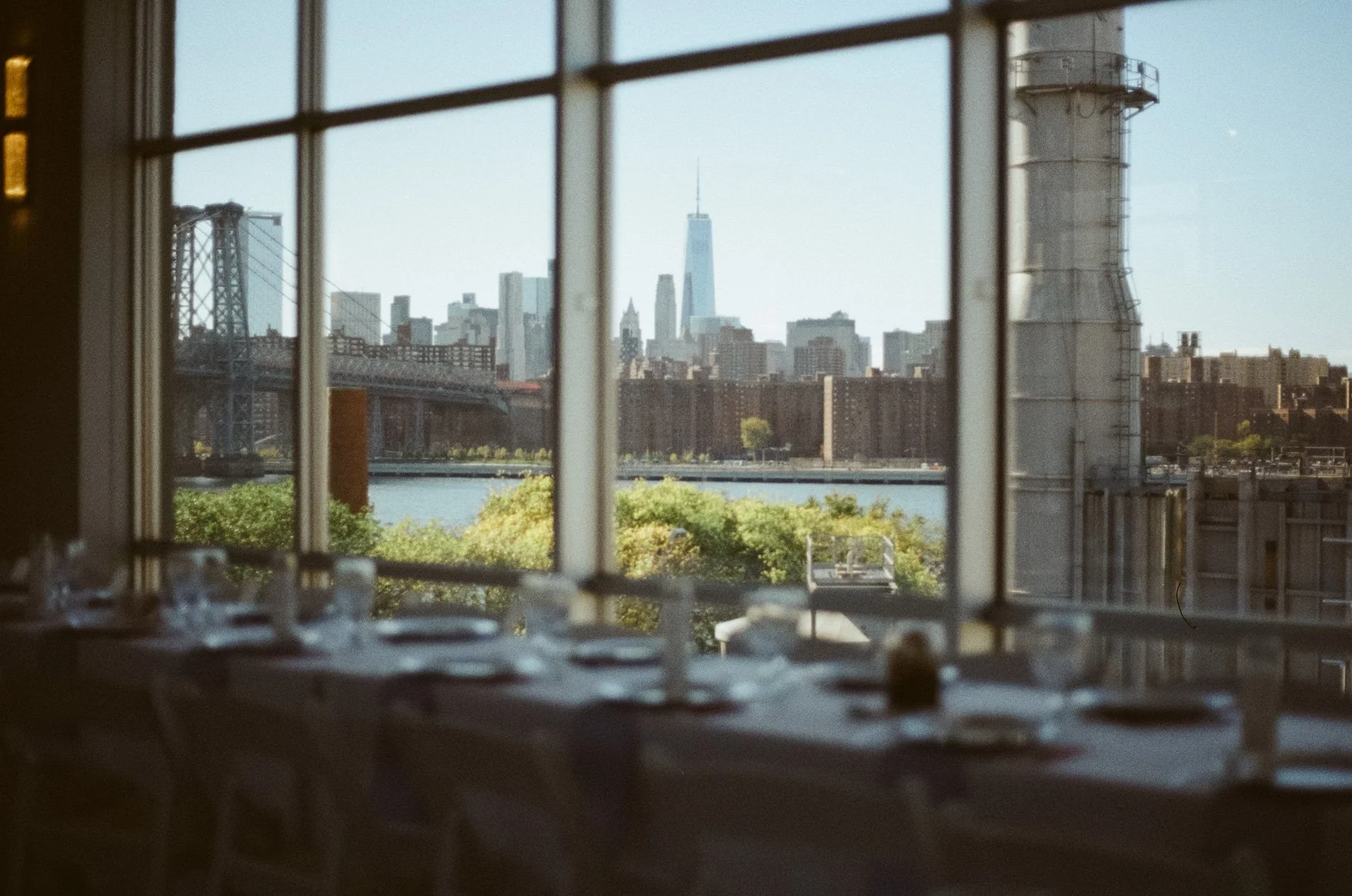 new york skyline reception venue in 35mm film