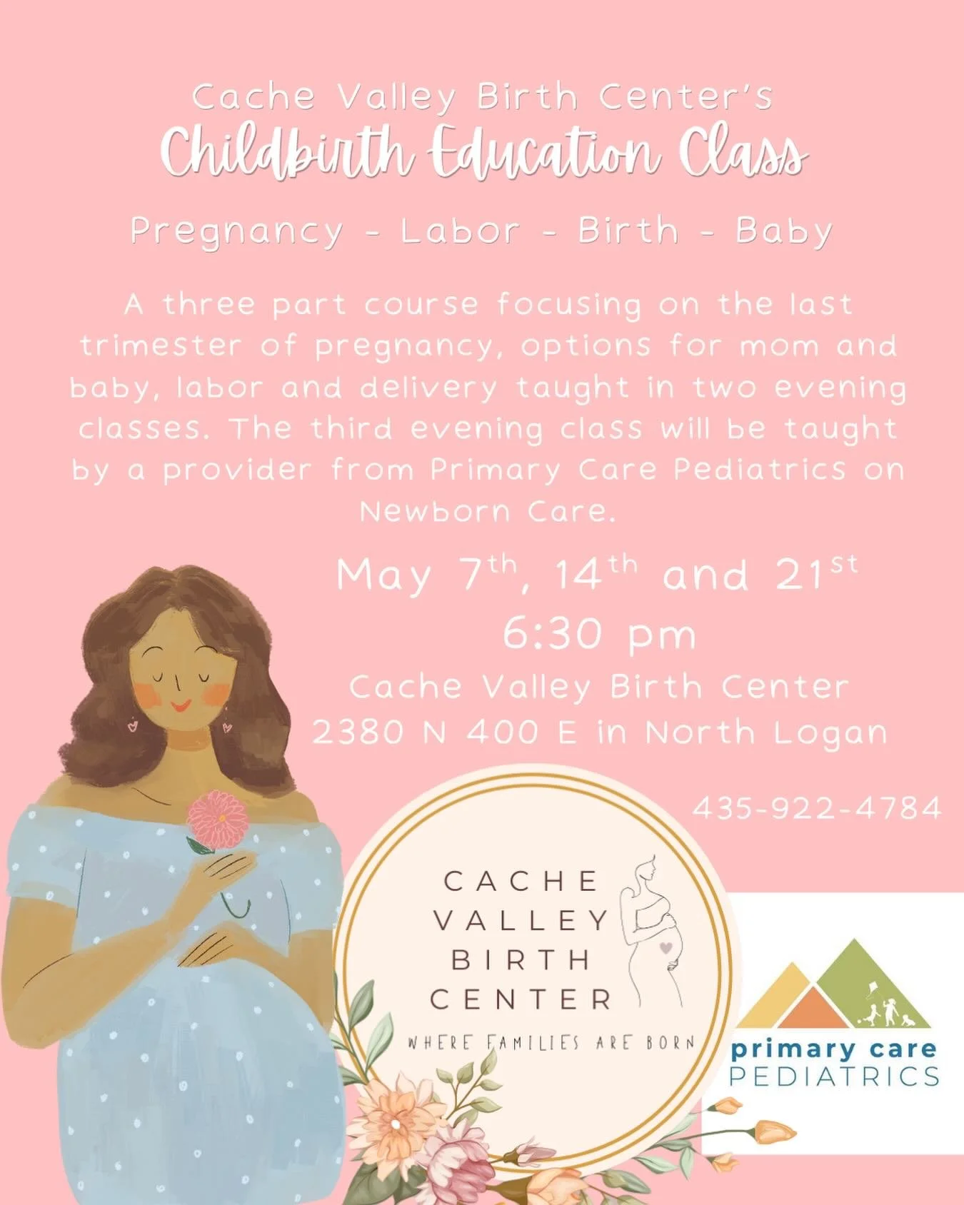 We are so excited to be offering a three-part childbirth and newborn education course!

The first two courses will be taught by Susan from the Cache Valley Birth Center. These courses will be focusing on your third trimester, decisions for mom and ba
