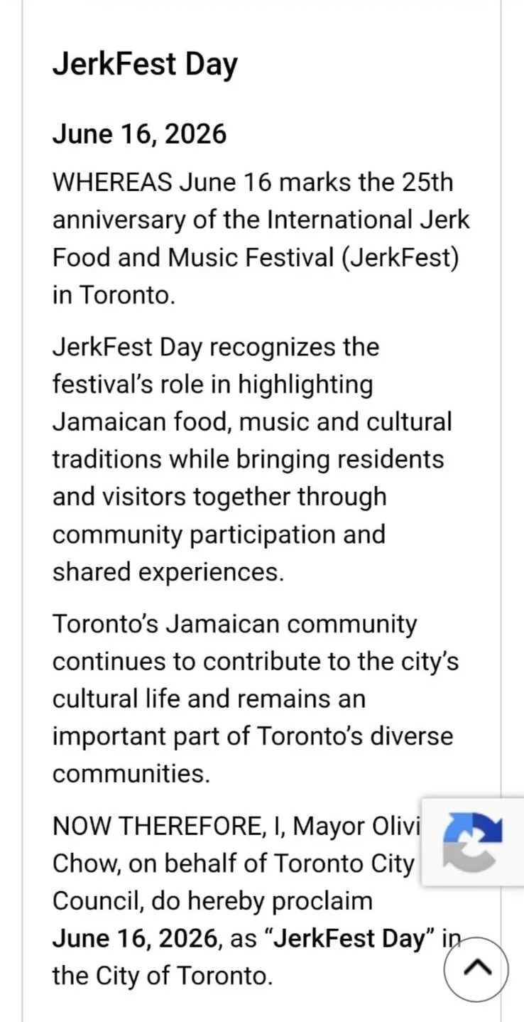 JerkFest Proclamation Details