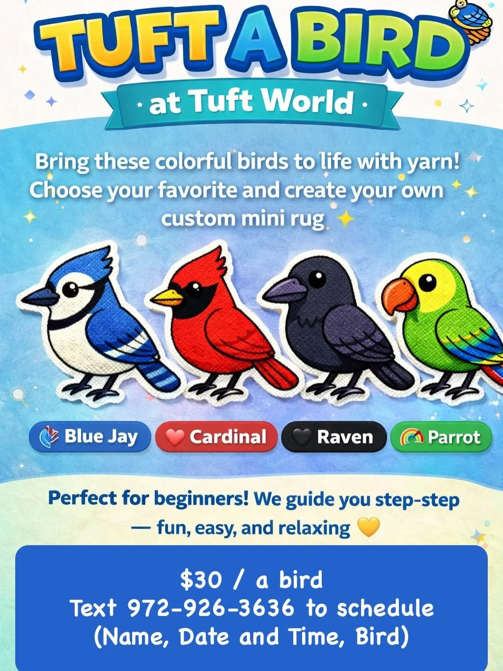 Our &ldquo;POP TUFT&rdquo; series officially start from tomorrow! Swing by the shop and check it out! 😘

#rugtufting #funcraft #funart #wylietx #wylietexas