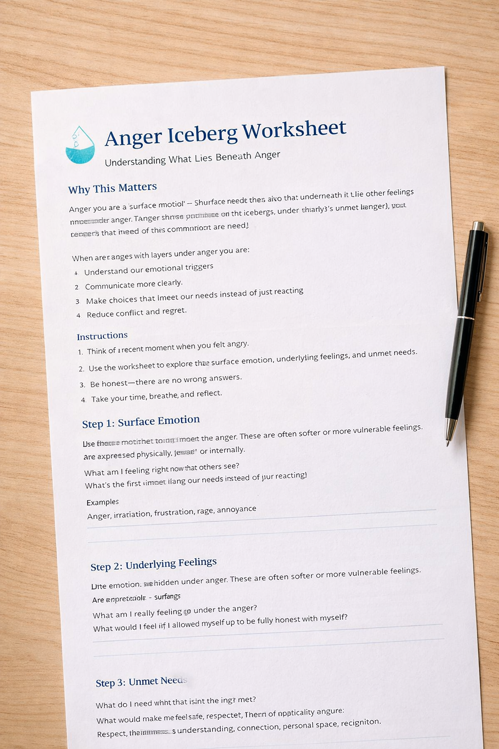 Anger Iceberg Worksheet