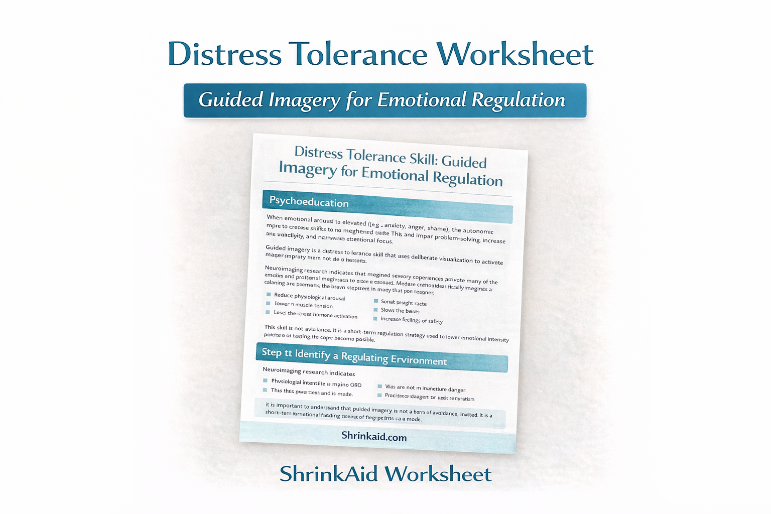 Distress Tolerance Worksheet: Guided Imagery for Emotional Regulation