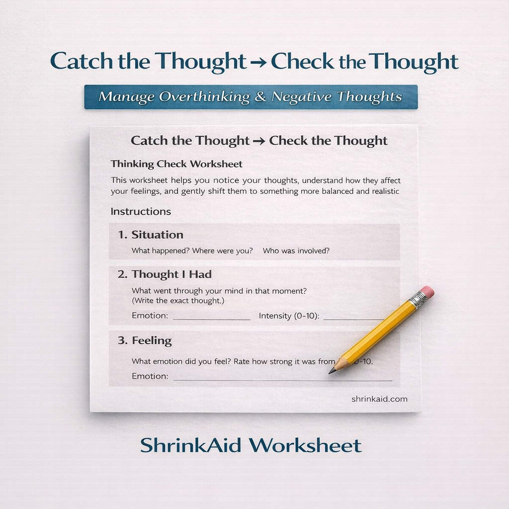 Catch the Thought, Check the Thought: A Simple Worksheet to Manage Overthinking