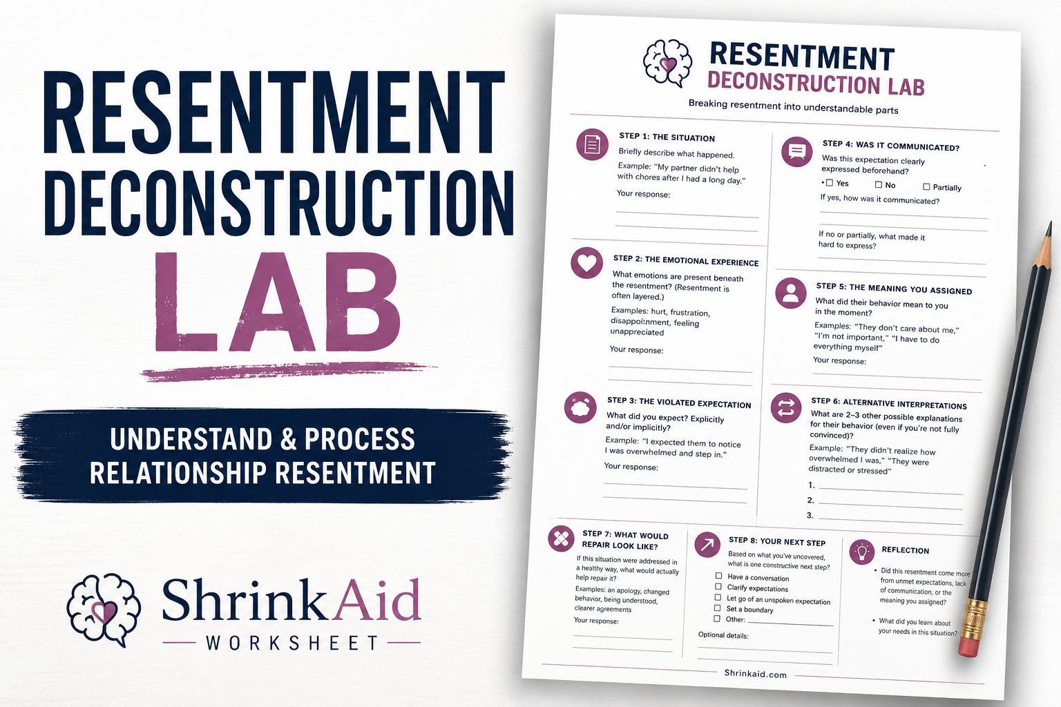Resentment Deconstruction Worksheet: How to Understand and Let Go of Resentment