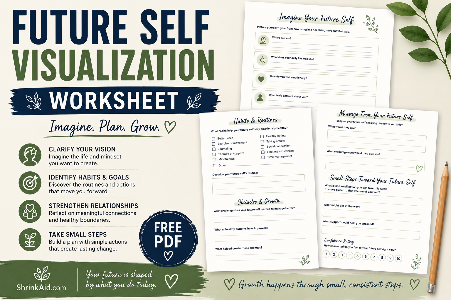 Future Self Visualization Worksheet - Build Clarity, Purpose, and Personal Growth