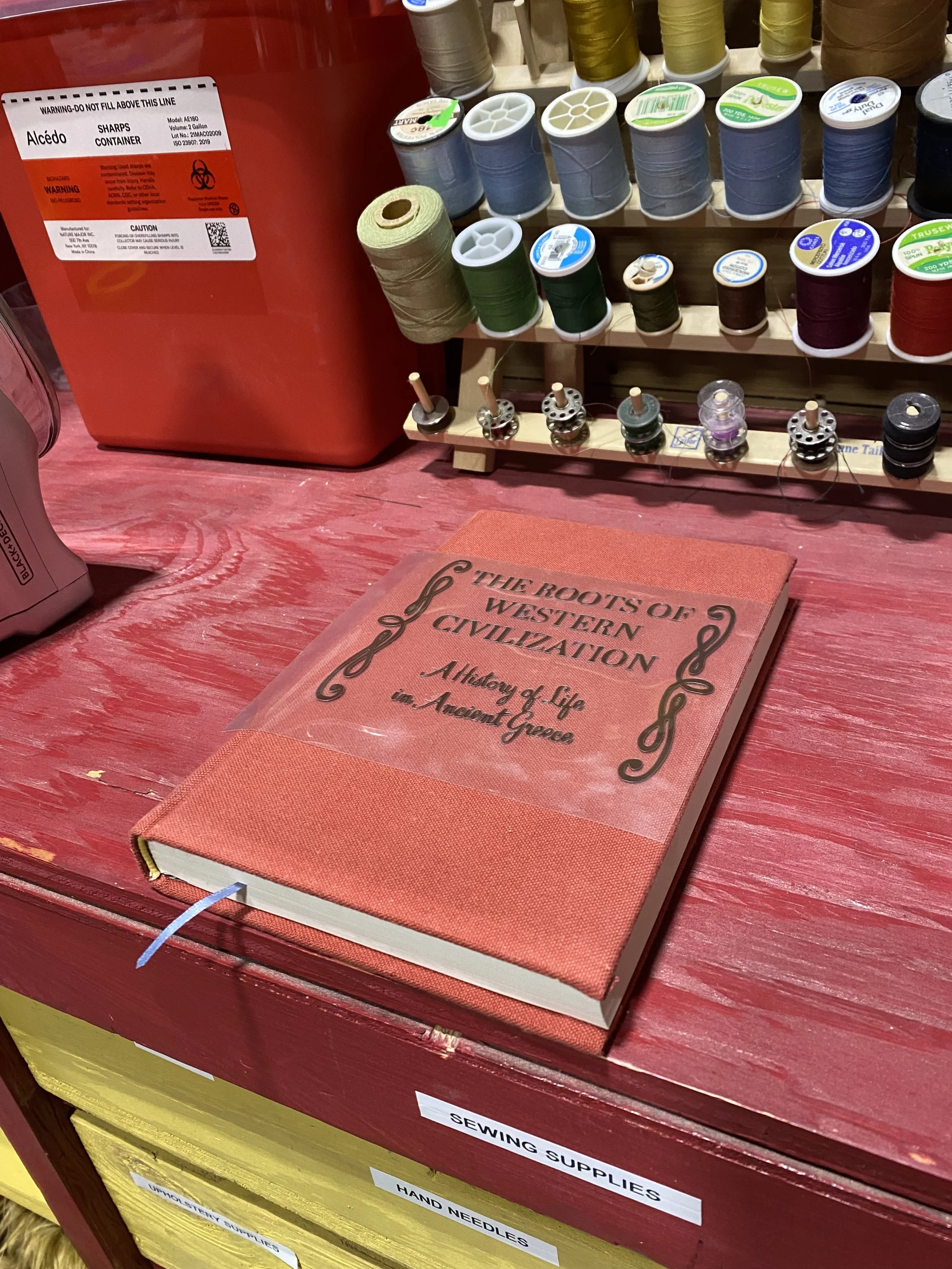 Finished book including cricut detailing and added placekeeping ribbon- I had to make 8 of these books because of the damage being done to them over the course of the run