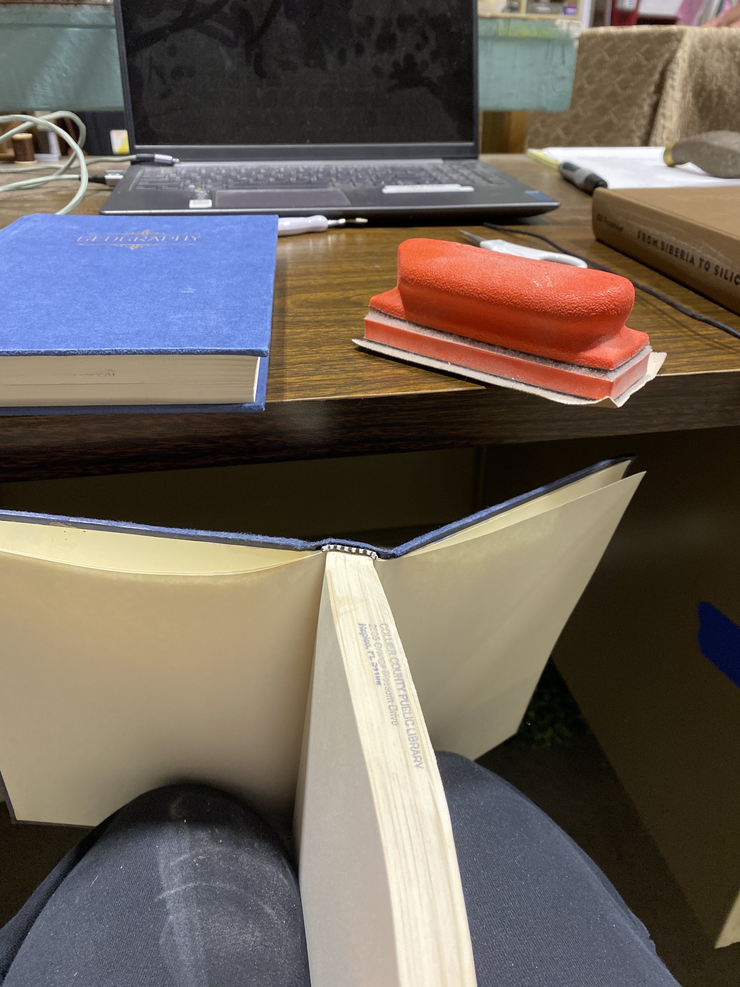 Making of the education books for The Importance of Being Earnest- We received a donation of books from the local library meaning all of the stamps must be removed before being used on stage