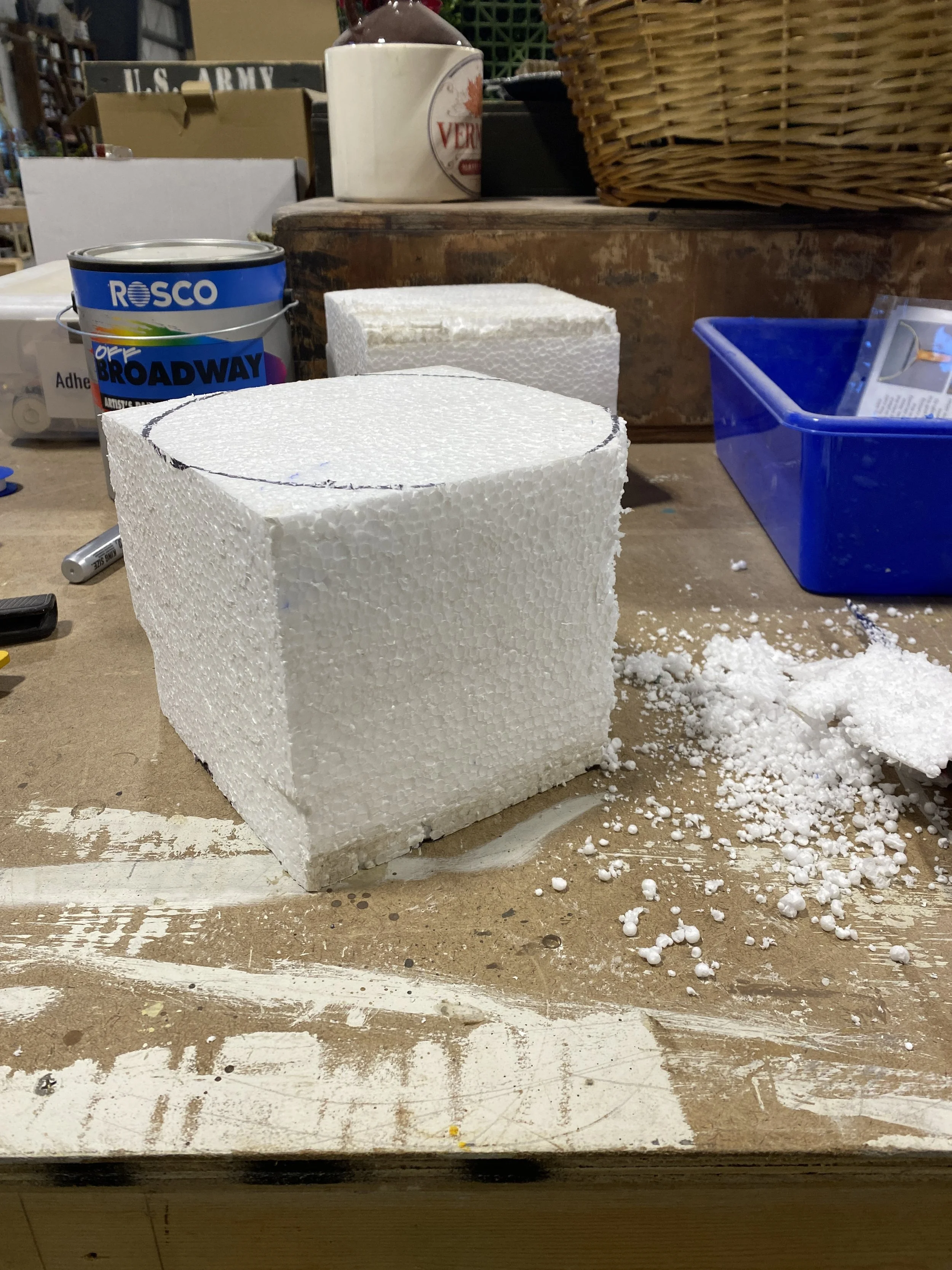 Styrofoam for the base layer of set dressing cake- The Importance of Being Earnest