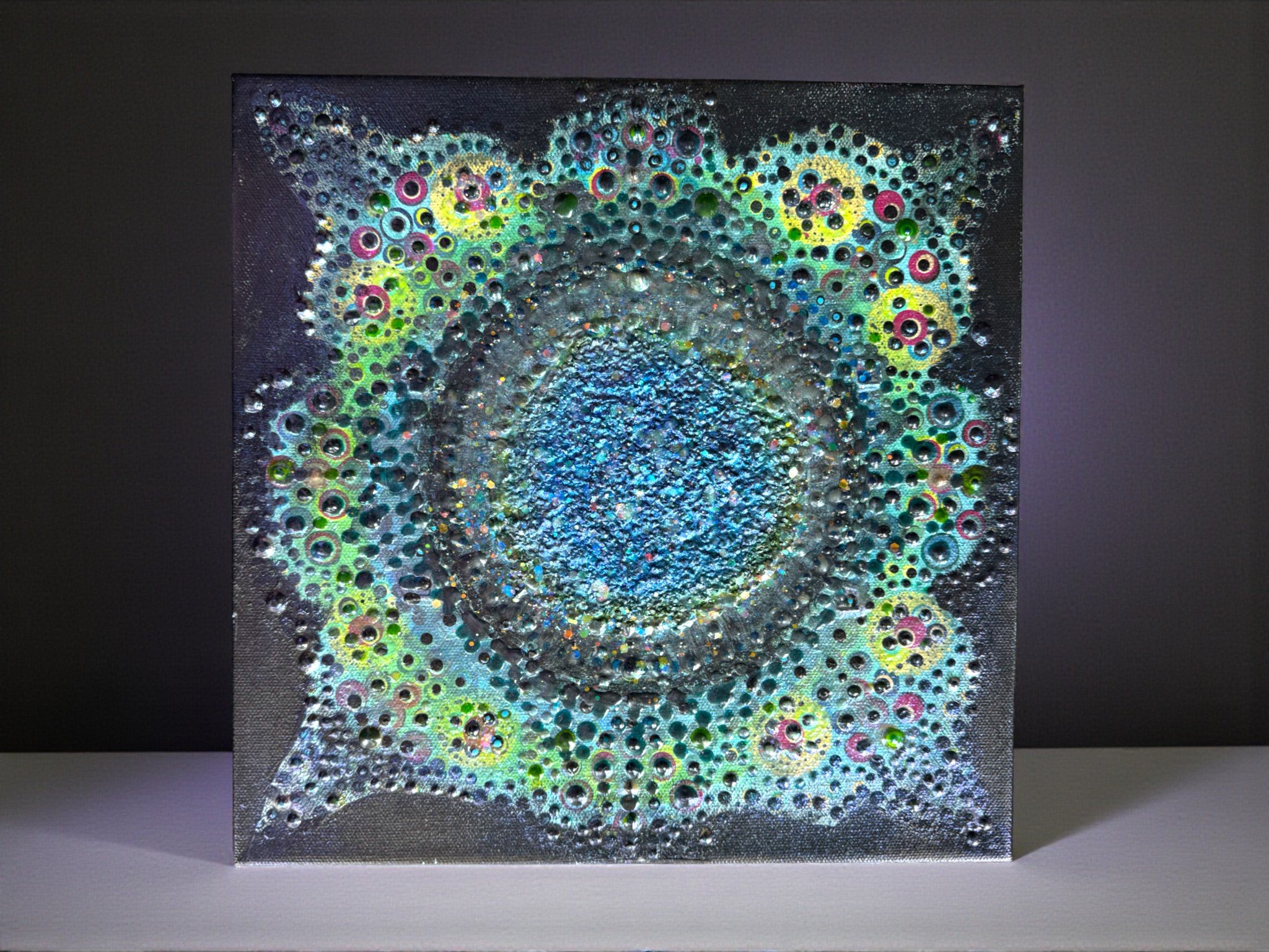 Blue/Green Gleam Hand-Painted Wall Art