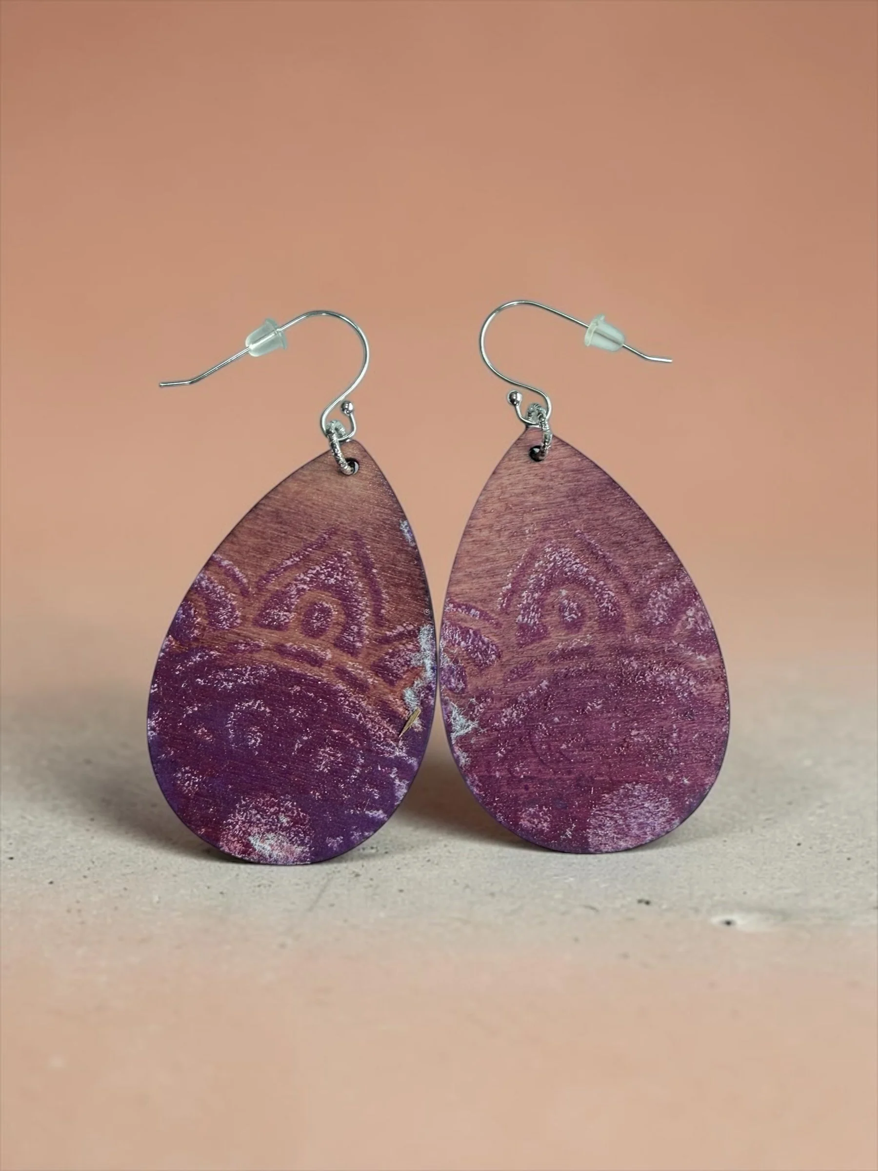 Bohemian Distressed Mandala Teardrop Earrings by Color Cult