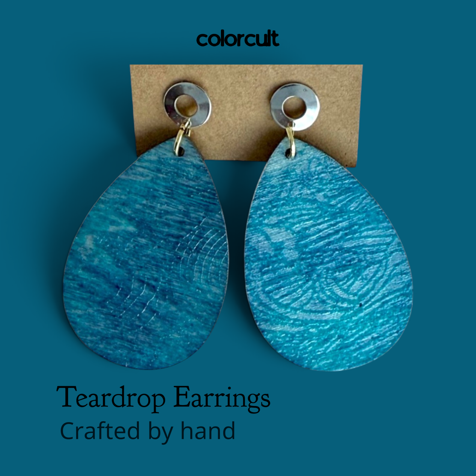 Aqua & Silver Embossed Seas Teardrop Earrings.png