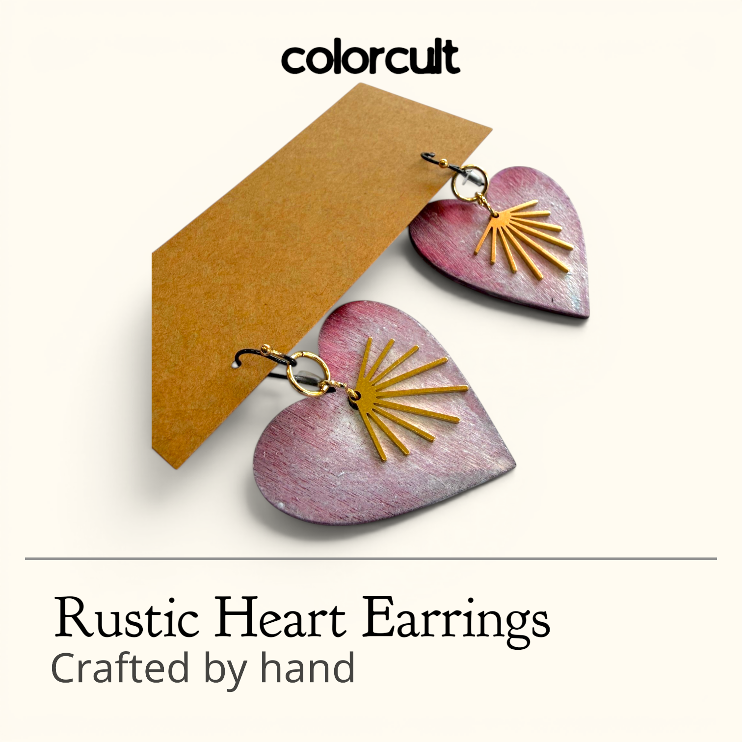 Whitewash Rustic Heart Earrings