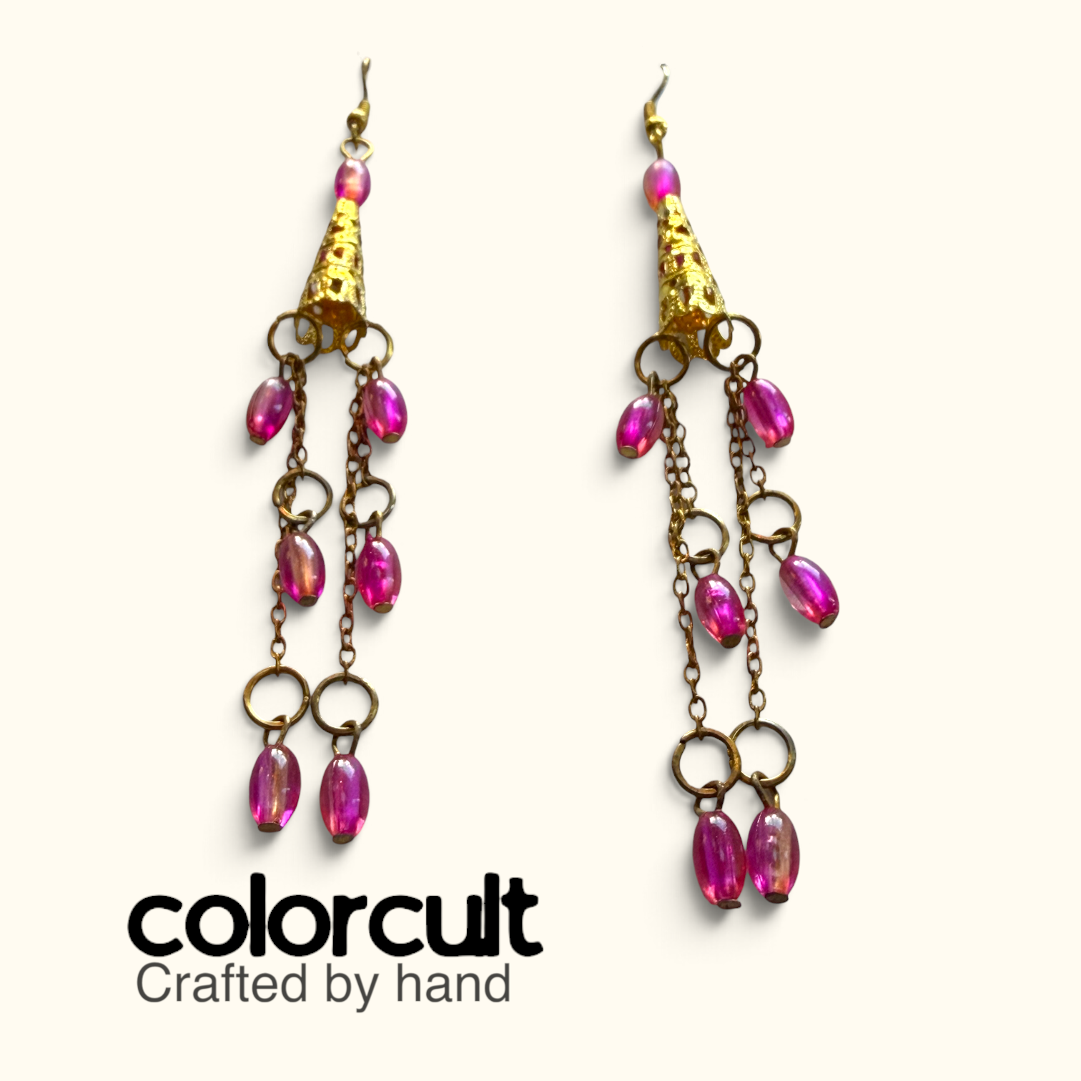 Fuchsia Glass Bead & Chain Waterfall Dangles (4).PNG