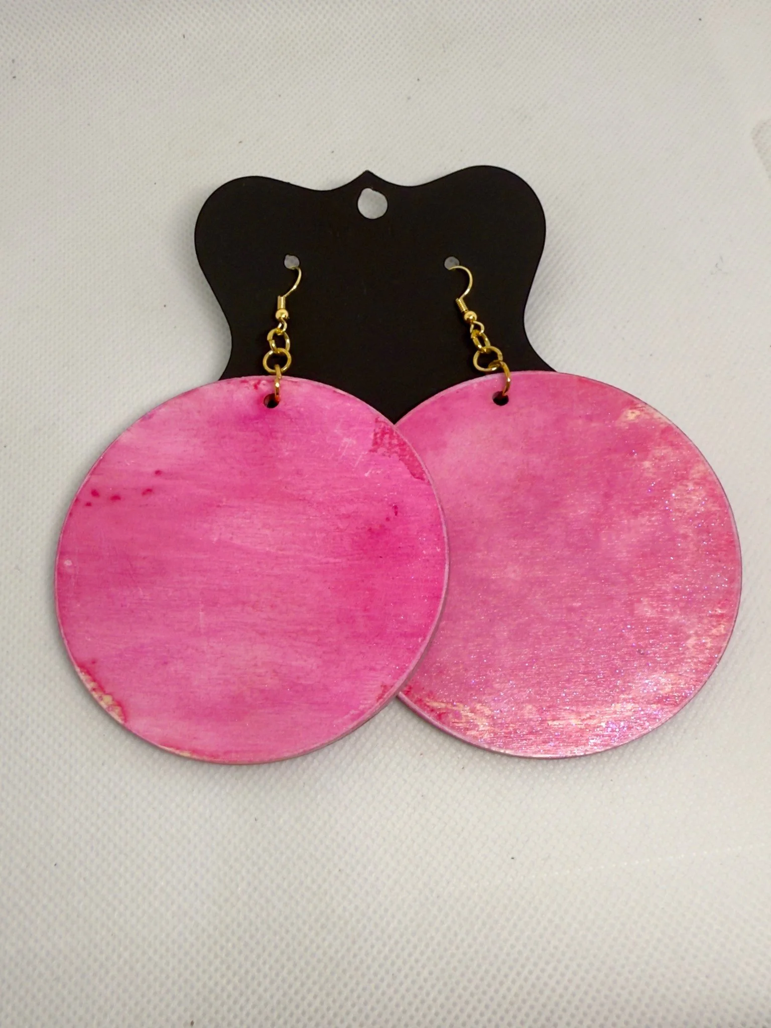 Distressed Pink & Gold Queen Round Earrings (2).jpg