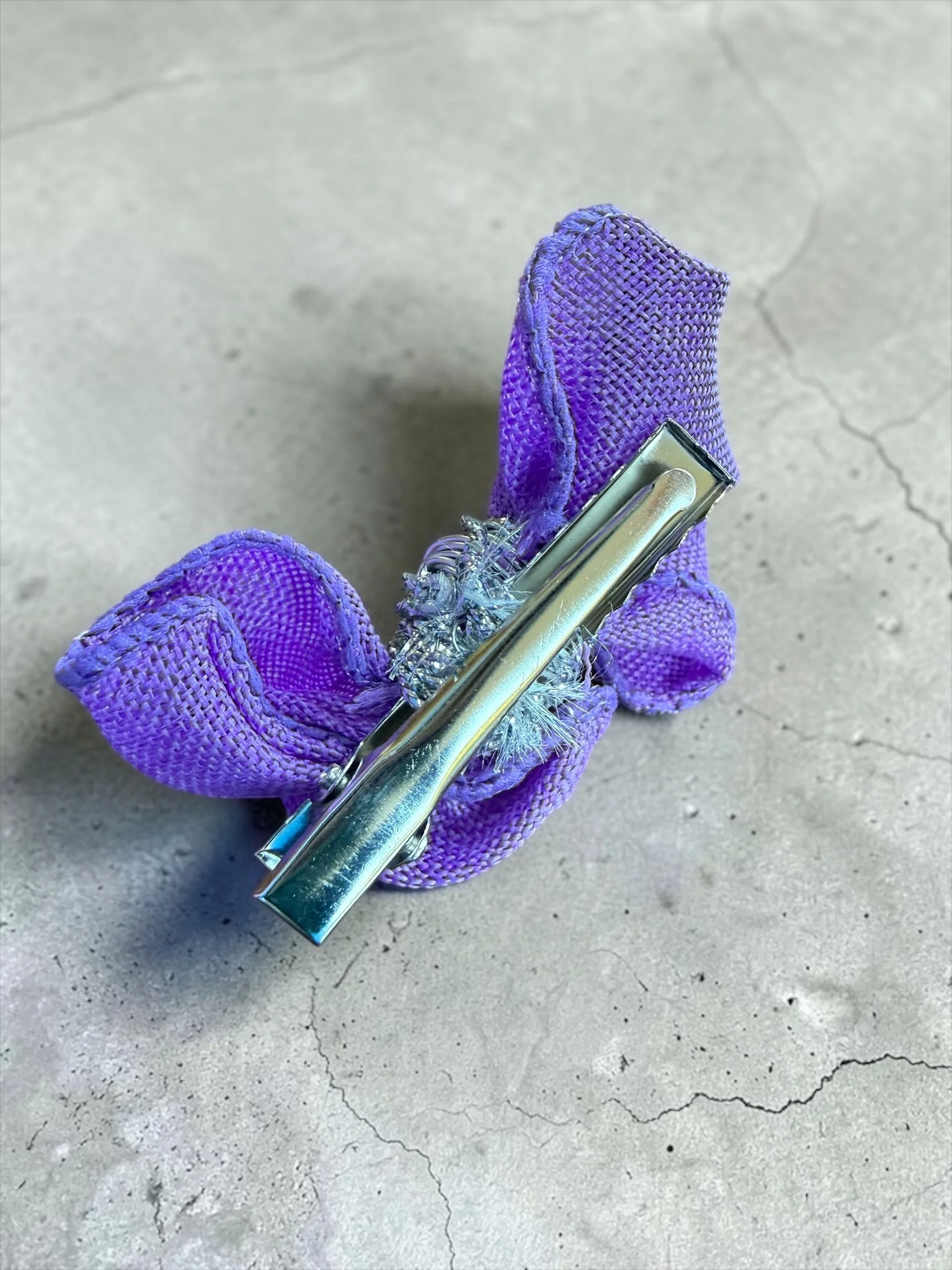 Tiny Purple Bow Hair Clip