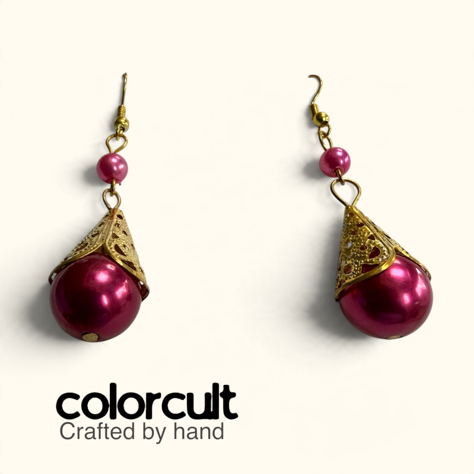 Fuchsia Pearl & Filigree Bell Drop Earrings (3).PNG