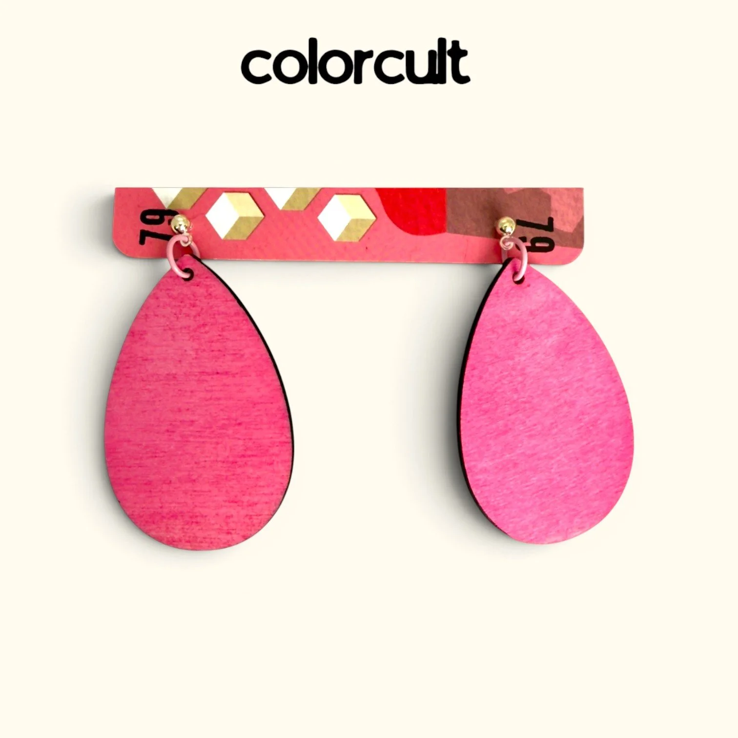 Pink & Black Teardrop Earrings