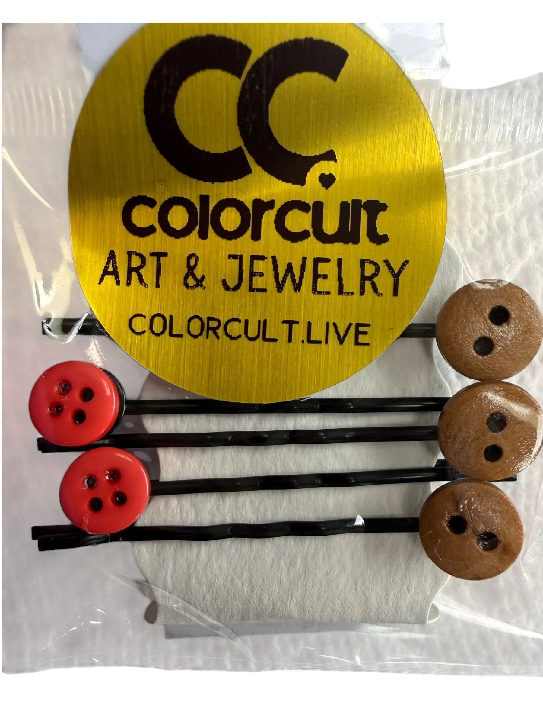 Button Bobby Pin Set - Red and Fawn Brown (4).JPG