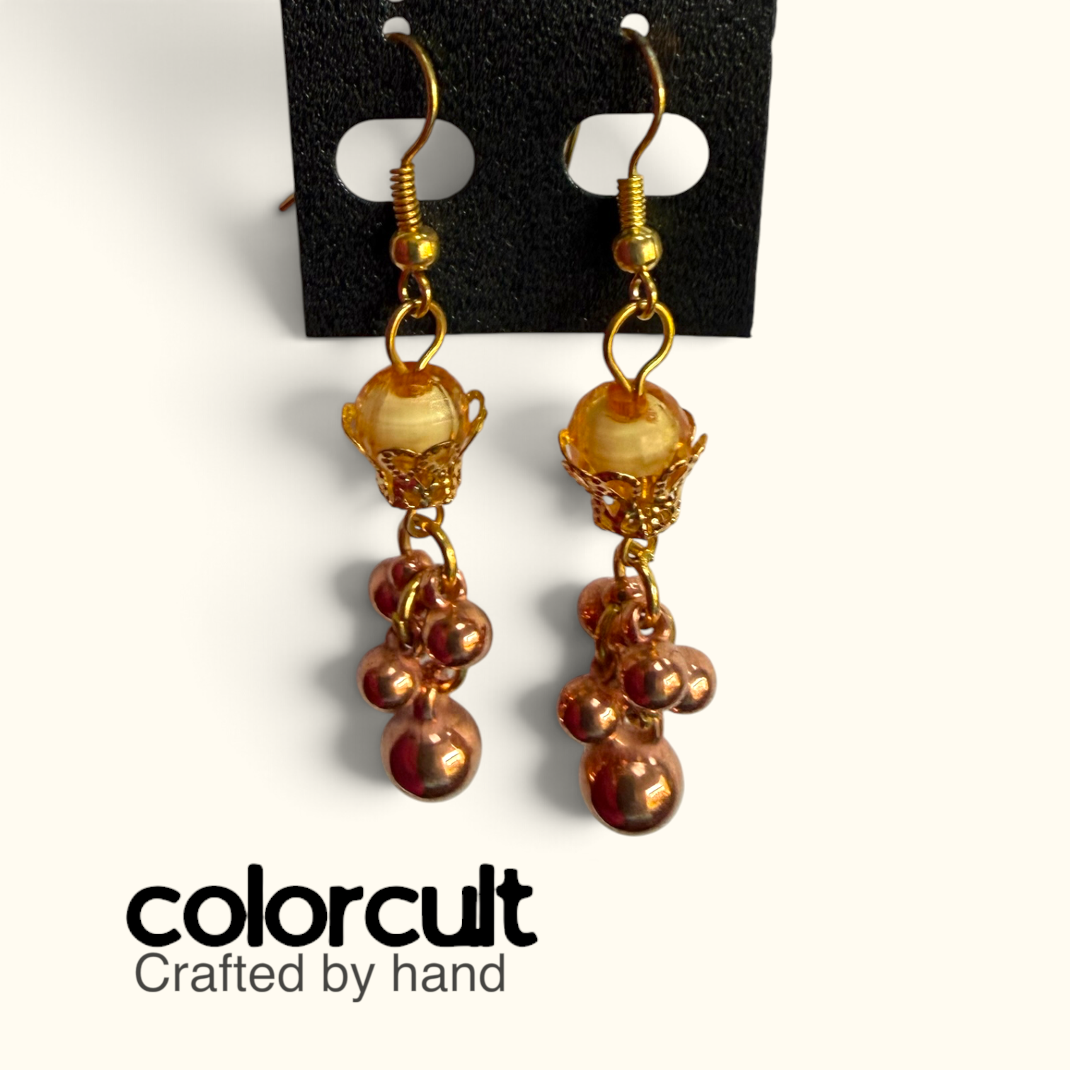 Topaz Filigree & Copper Pearl Cluster Earrings