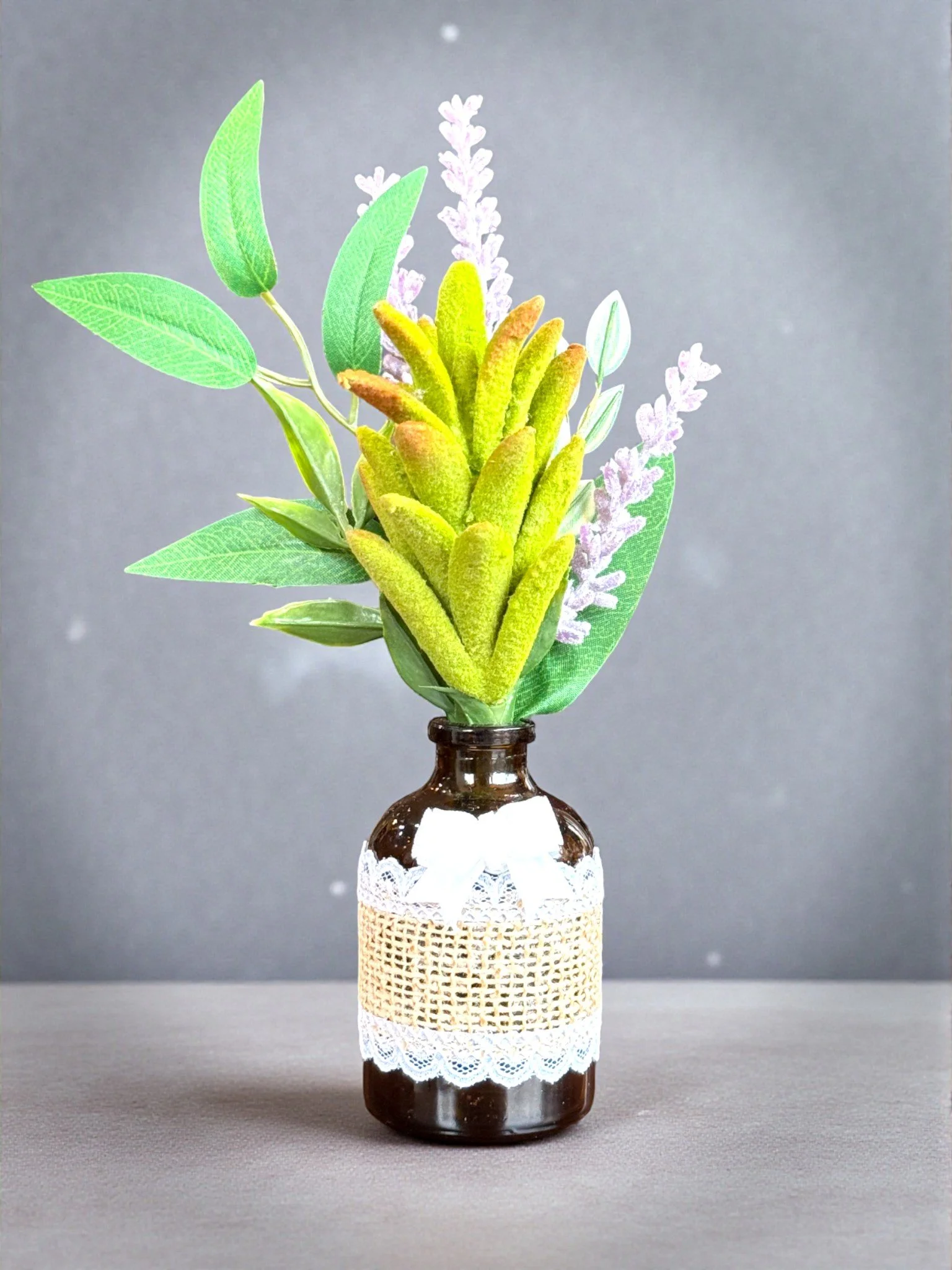 Deluxe Filled Apothecary Bottle: Yellow-Green Protea Bud