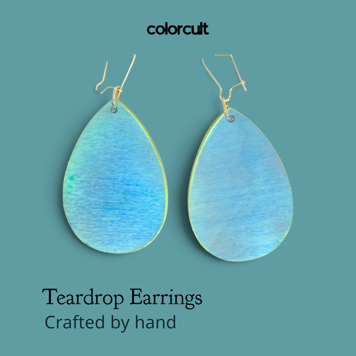 Blue Green Jeans Teardrop Earrings by Color Cult