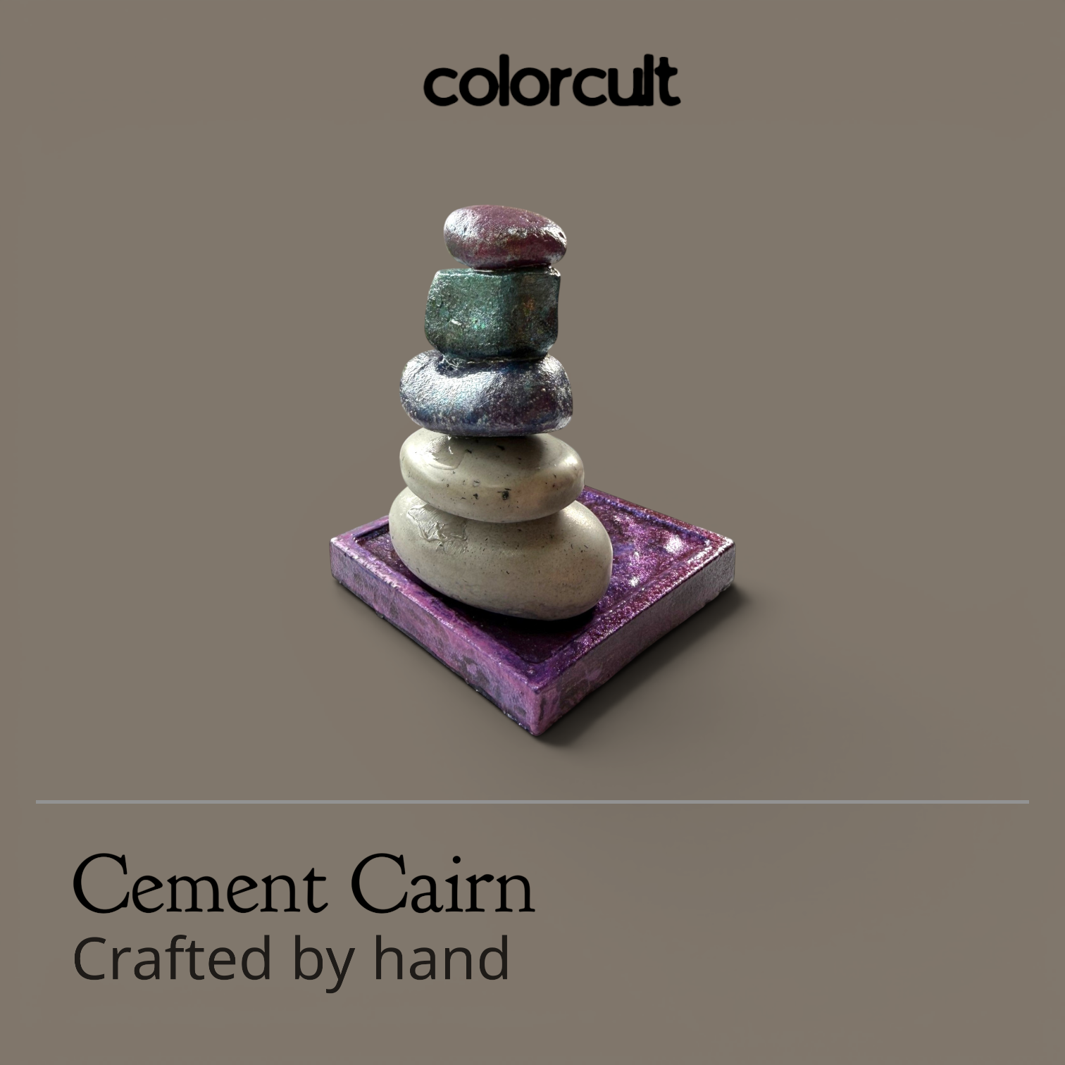 Handmade Cement Trinket Dish: Majestic Glow Cairn
