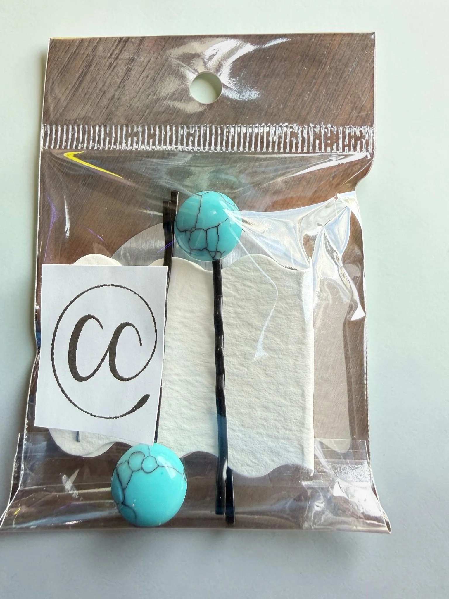 Turquoise Stone Bobby Pin Set - Black Stainless Steel