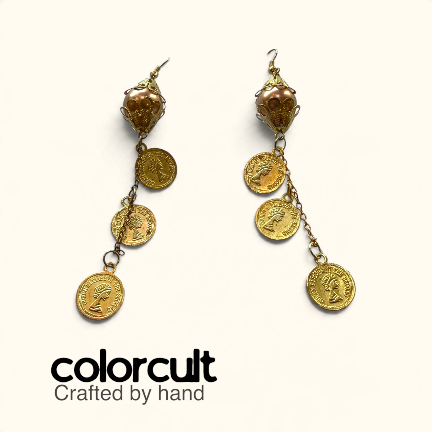Golden Coin Cascade & Terracotta Pearl Earrings (4).PNG