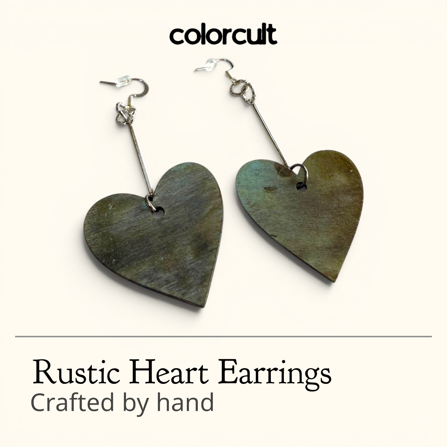 Faded Camouflage Rustic Heart Earrings