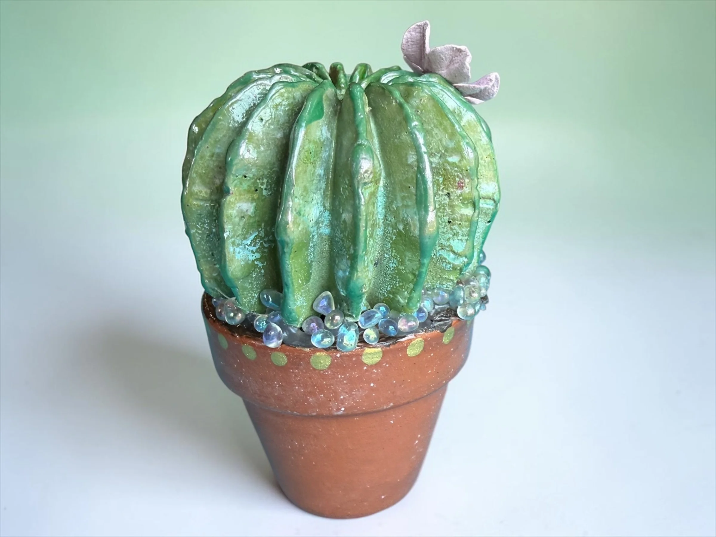 Hand-Casted Cement Cactus - In Bloom 3