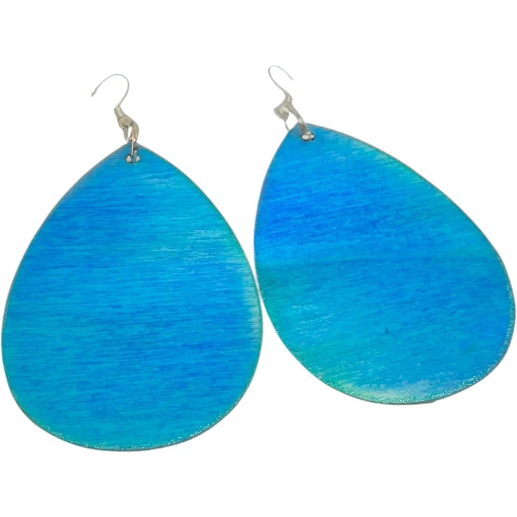 Bellbottom Blue Teardrop Earrings by Color Cult
