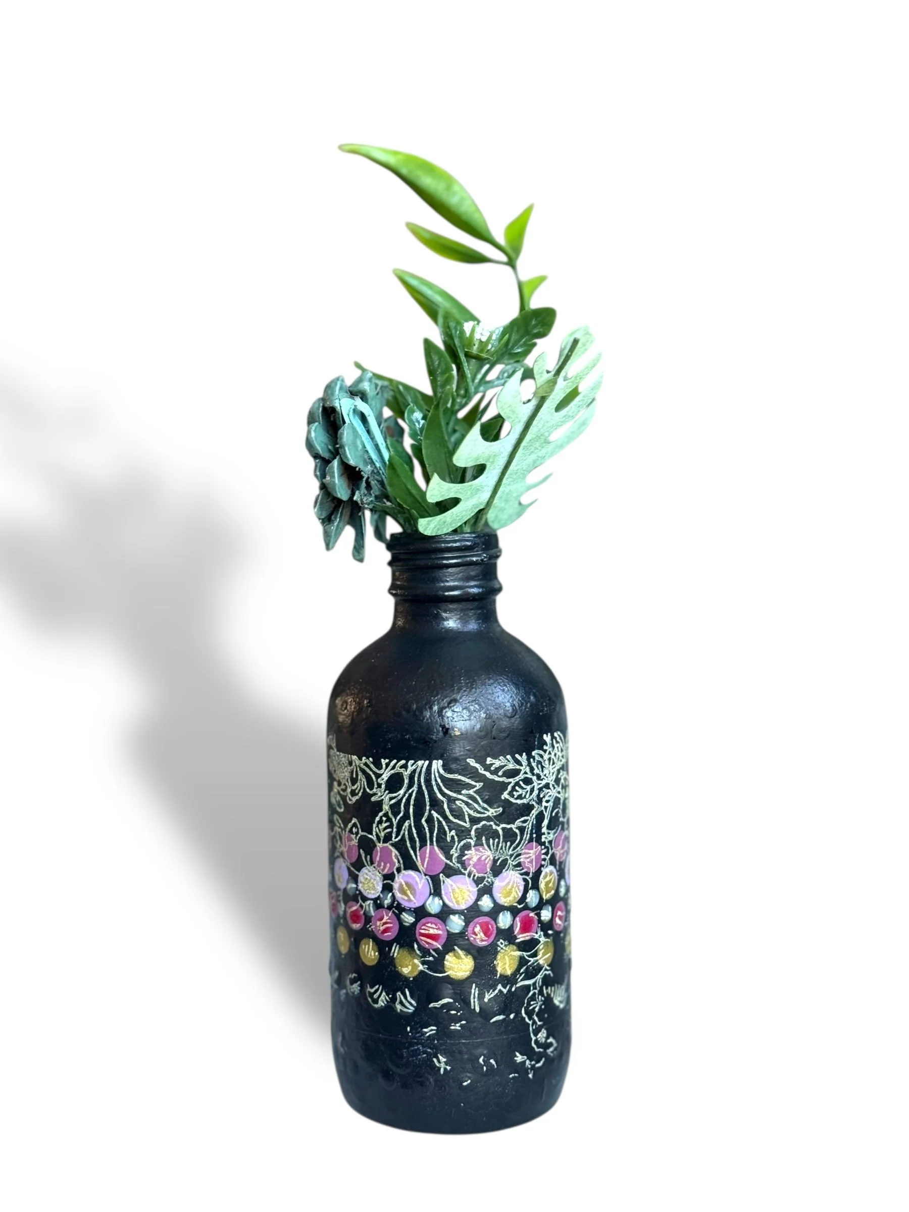 Deluxe Filled Bud Bottle - Greenery & Succulent Bobby Pin Bouquet