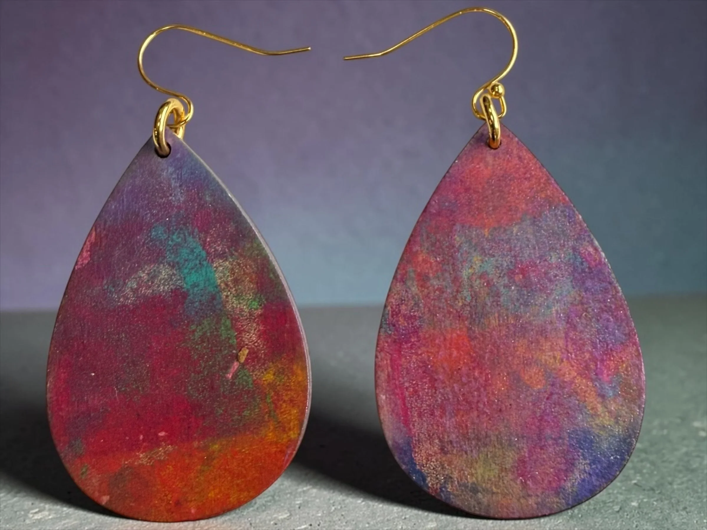 Multicolor Reversible Teardrop Earrings by Color Cult