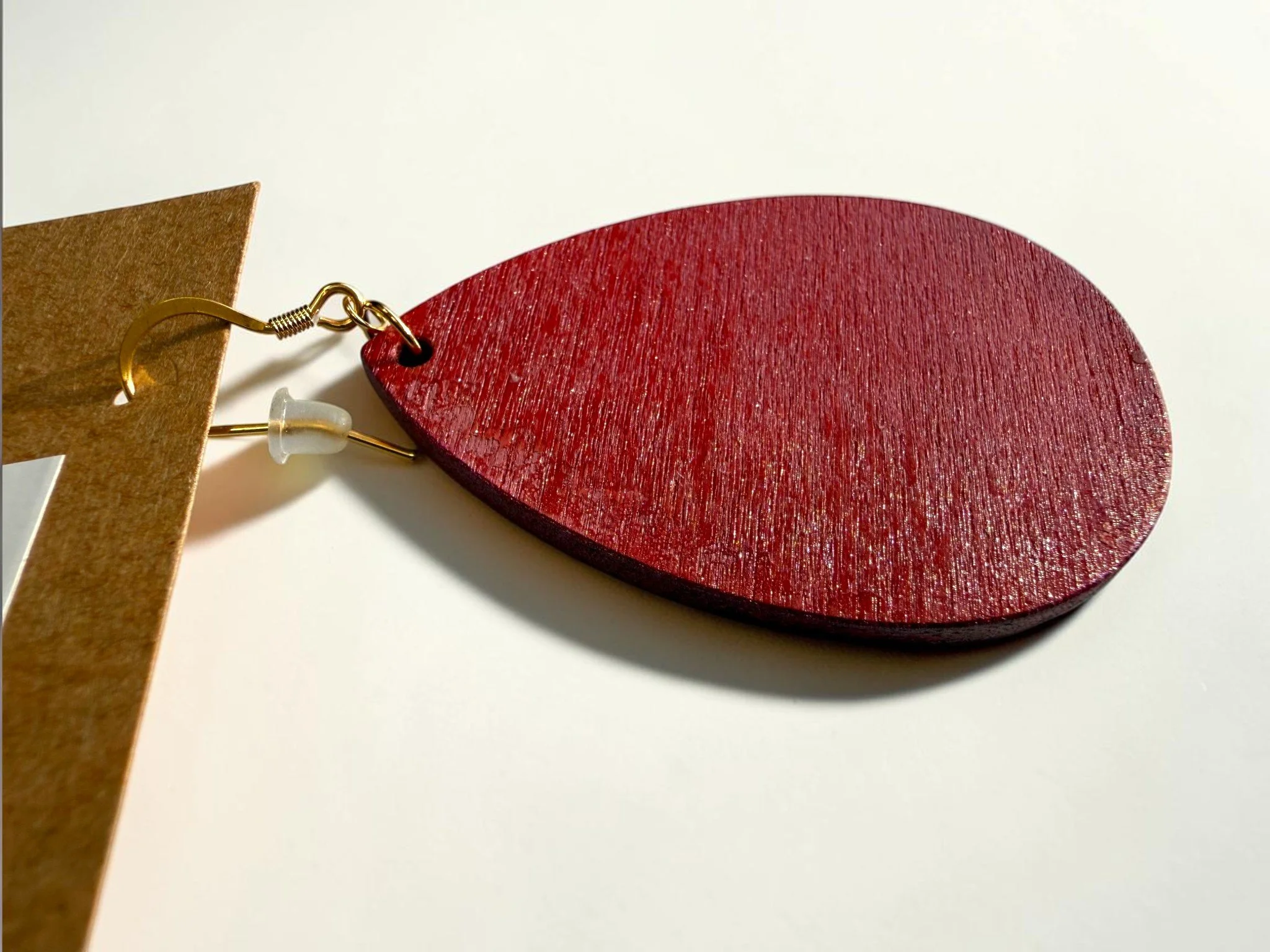 Distressed Red Teardrop Earrings by Color Cult