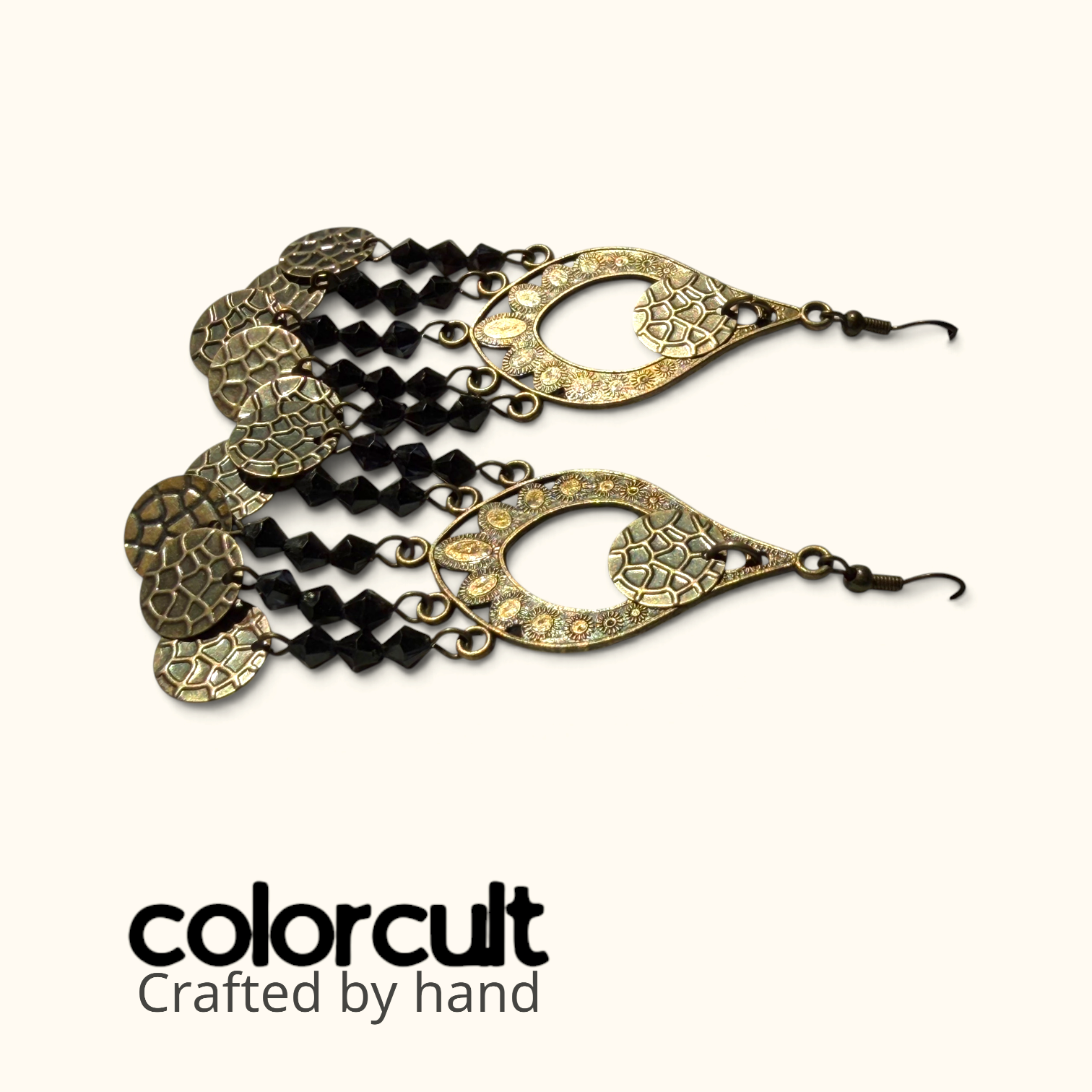 Onyx Crystal & Hammered Coin Chandelier Earrings (4).png