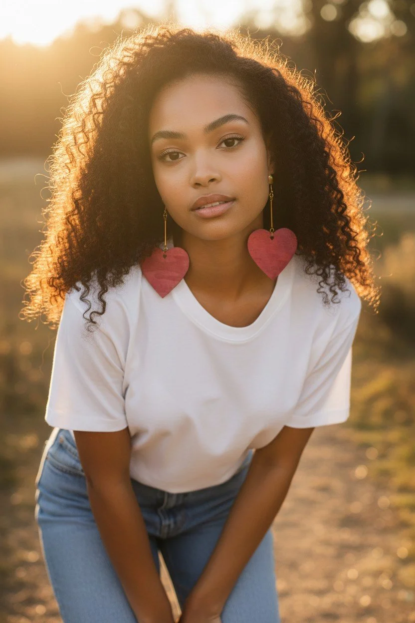 Model wearing earrings made by Color Cult Design Studio