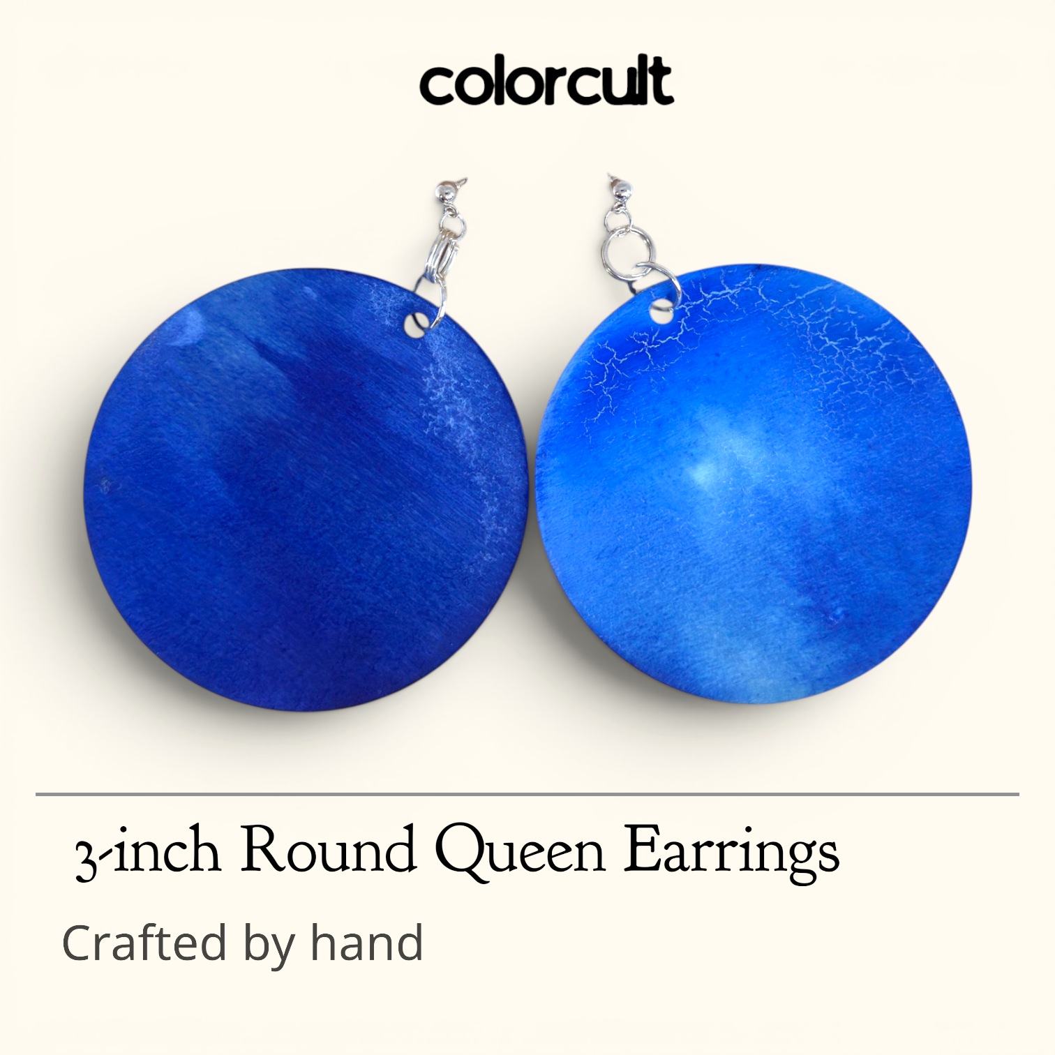 Blue Sterling Queen Round Earrings