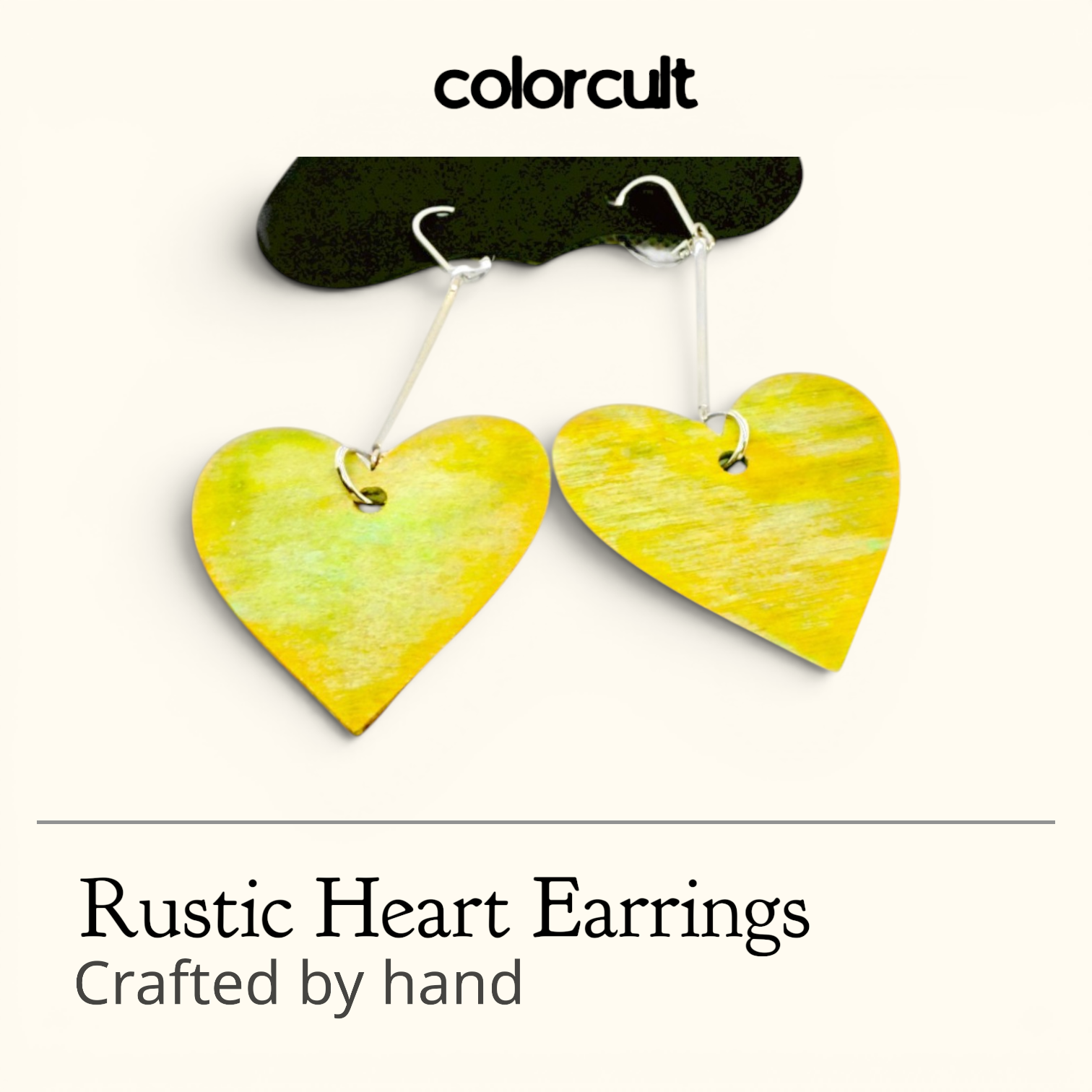 Celery Rustic Heart Earrings