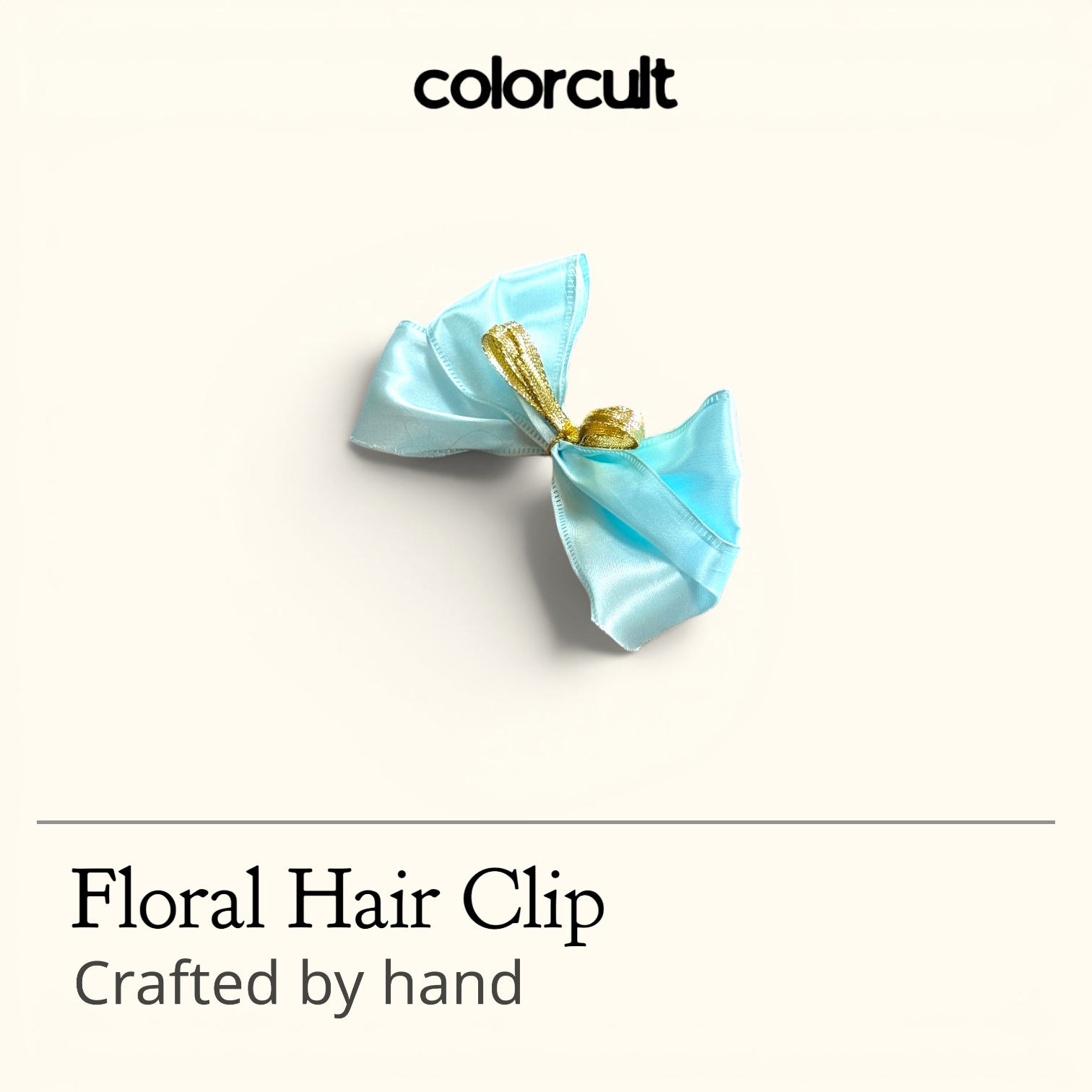 Baby Blue & Gold Bow Clip
